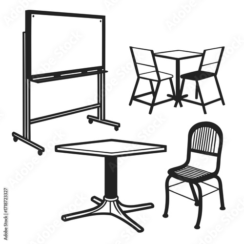School Furniture Set With Whiteboard Tables Chairs Keywords: school, furniture, classroom