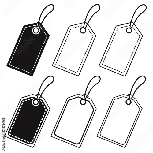 Six Assorted Blank Price Tags with Various Designs