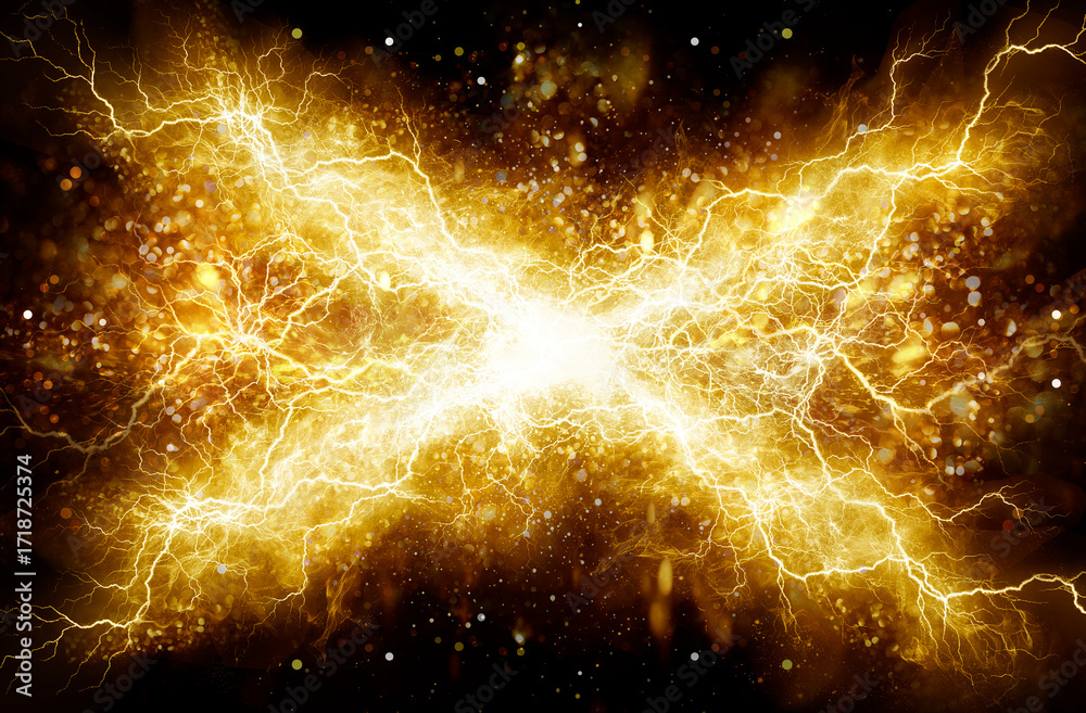 Obraz premium gold thunder background