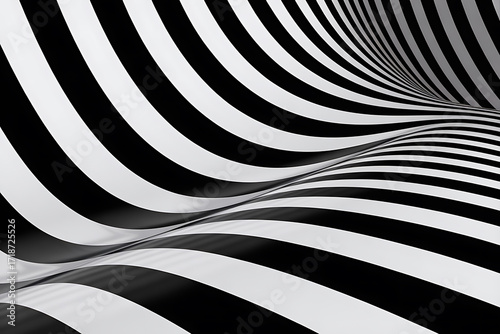 Wallpaper Mural Abstract black and white wavy lines creating a dynamic and optical illusion effect Torontodigital.ca