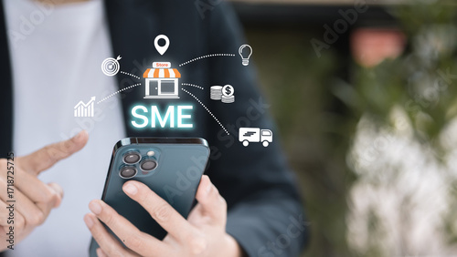 SME Omnichannel Retail Concept on Smartphone by Businessman
