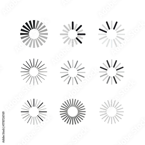 Vector illustration of illustration of collection of loading icons, progress indicators