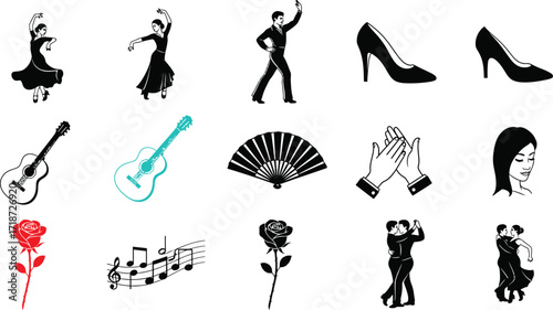 Flamenco dance spanish culture music guitar vector illustration vector