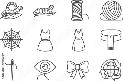 Icons for fashion design sewing and textile industry concept vector