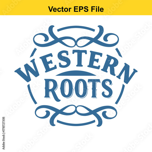 Western roots text logo, isolated on white background