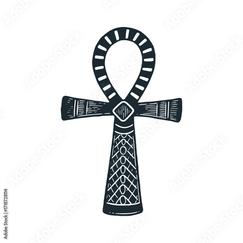 Ankh symbol – Black and White Icon Vector and Illustration