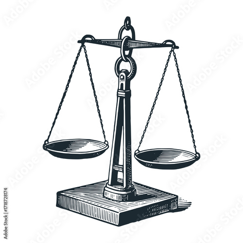 Market scales – Black and White Icon Vector and Illustration	