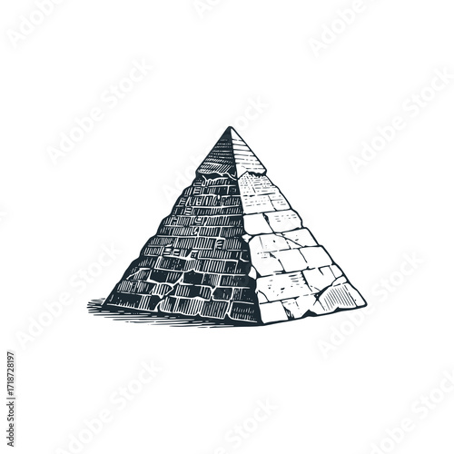 Pyramid stone block – Black and White Icon Vector and Illustration