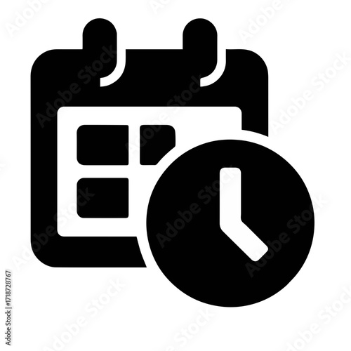 Time management icon, scheduling app interface, appointment calendar system, digital planner tool, business productivity, organized timeline
