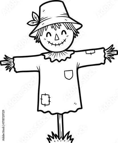 Cute scarecrow illustration vector autumn harvest thanksgiving vector