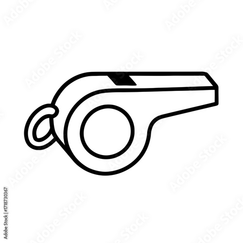 Bold whistle outline for sports, safety, or alert concepts, perfect for icons, logos, and impactful design, simple and clean, vector origin