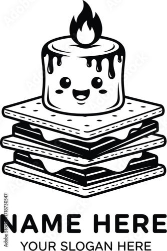 Cute s mores logo design for camping and dessert food business vector