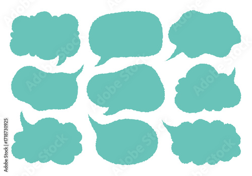 Set of hand drawn style cute memo sticker. Variety abstract shapes of pink speech bubble. Girl style frame with crayon draw. Chat box balloon cloud. Sweet retro label tag collection vector for text