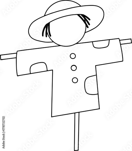 Autumn farming scarecrow design line illustration