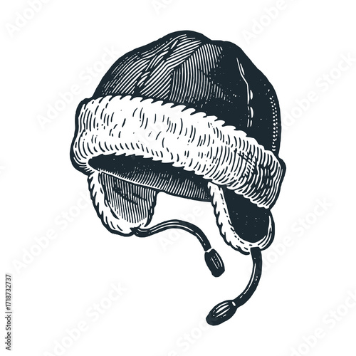 Shapka hat – Black and White Icon Vector and Illustration	