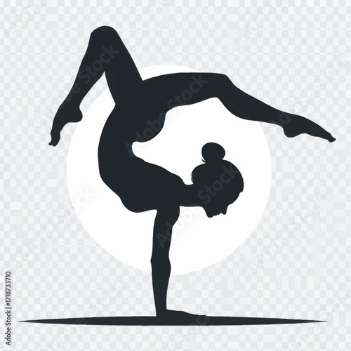 Silhouette of a woman performing a handstand yoga pose with grace and balance.