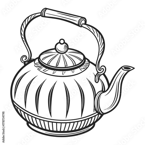 Classic Teapot with Wooden Handle kettle beverage