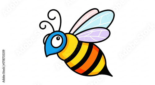 Cartoon bee illustration vector graphic flying insect honeybee drawing bumblebee artwork cute bee character design