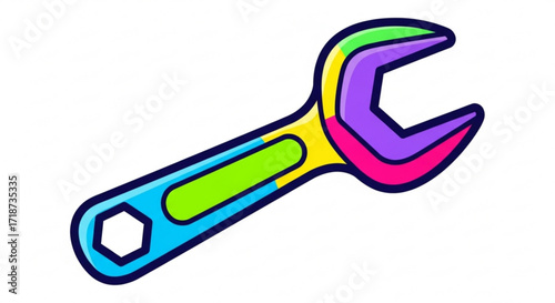 Colorful wrench tool vector illustration for diy projects and home repair maintenance icon graphic design