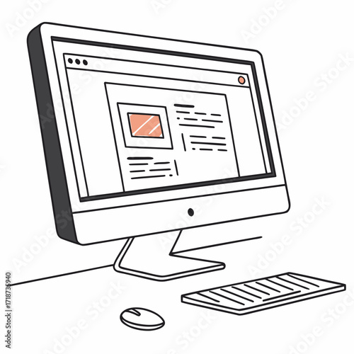 Desktop Computer Displaying Web Content with Keyboard and Mouse