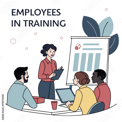 Diverse employees attending a training session with a female instructor