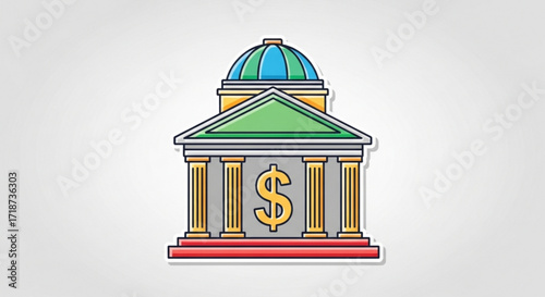 Illustration of bank building with dollar sign for finance banking and investment concept icon vector design