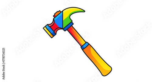 Colorful cartoon hammer tool for construction and home improvement projects diy carpentry equipment and repair work