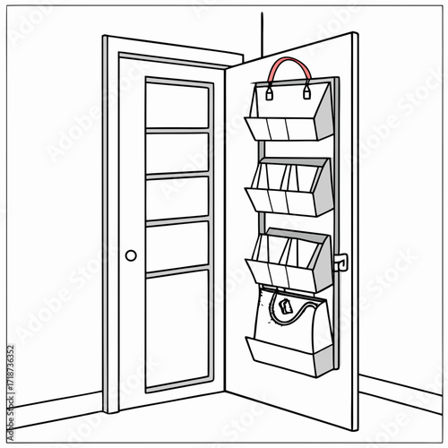 Door organizer with handbags and pouches hanging organizer