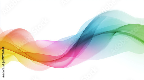 Rainbow Gradient Wave Pattern Flowing Across White Background