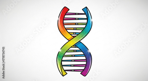 Colorful dna strand illustration for genetics research and molecular biology education and science projects