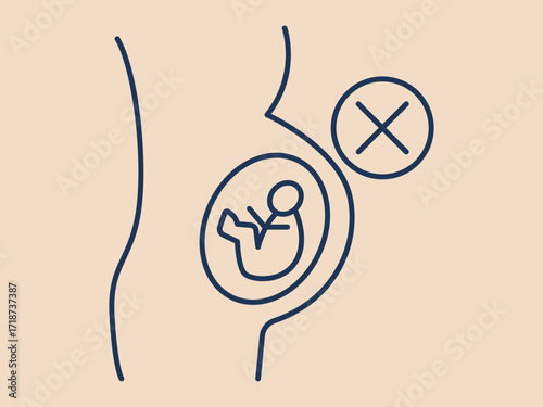 Aborting icon. Social issues problems icon. Simple vector illustration in modern thin line style. Vector illustration.