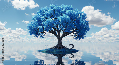 Wallpaper Mural Blue tree in water with sky reflections Torontodigital.ca