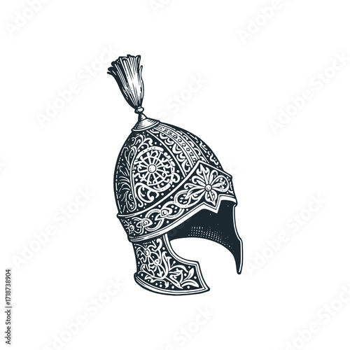 Janissary helmet – Black and White Icon Vector and Illustration	