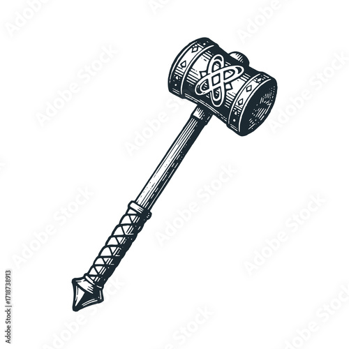 A vintage Mace – Black and White Icon Vector and Illustration	
