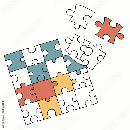 Incomplete Puzzle with Colored and White Pieces jigsaw