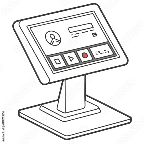 Interactive kiosk touchscreen display with user interface elements