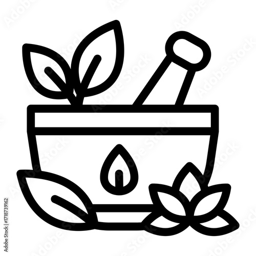 Ayurvedic Cooking Pot Line Icon of Ayurveda Icon Set
