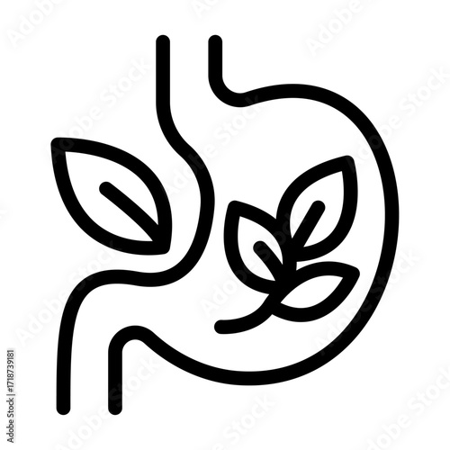 Digestive Health Line Icon of Ayurveda Icon Set