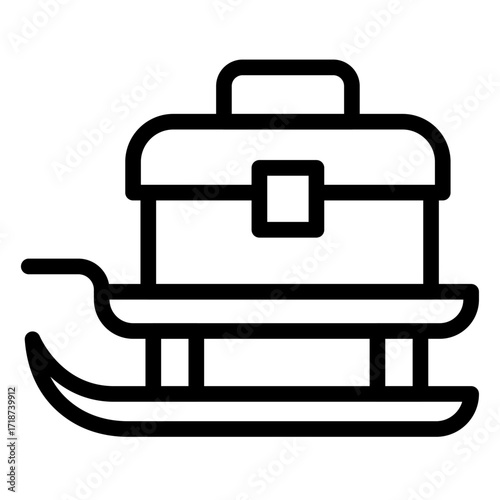 Fishing Toolbox Line Icon of Ice Fishing Icon Set