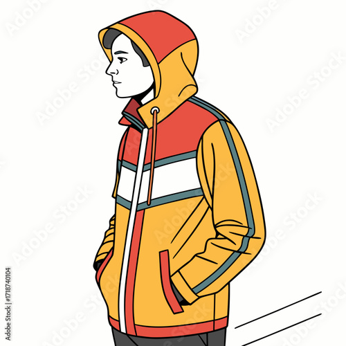 Man in Colorful Jacket windbreaker illustration