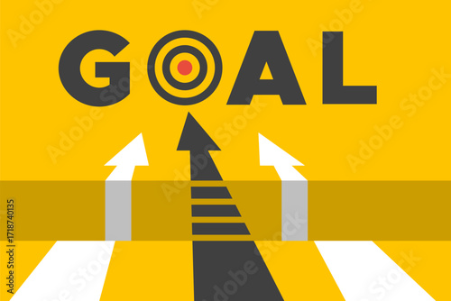 three different ways to same goal, one direct path, others intricate way, leadership or teamwork vector concept