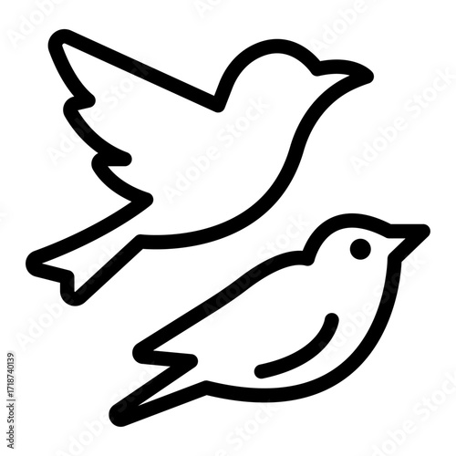 Flying Bird with Perched Bird Line Icon of Birdwatching Icon Set