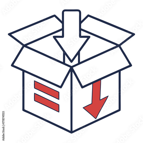 Open Cardboard Box with Download Arrows shipping delivery