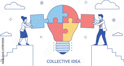 Teamwork puzzle idea collaboration innovation business concept