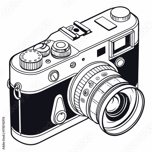 Retro Camera Line Art Drawing vintage photography