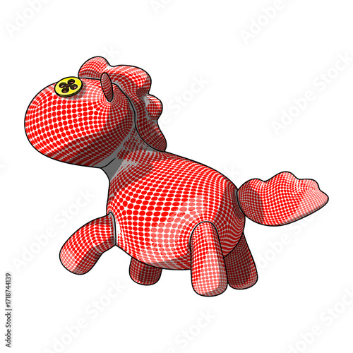 Horse Plush Cute and Funny Toy. Vector Illustration.