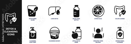 Detox and Cleansing Line Icon Set