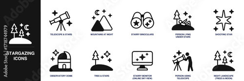 Stargazing Line Icon Set