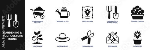 Gardening and Horticulture Line Icon Set