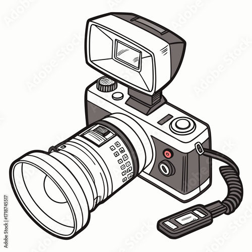 Vintage Style Camera with External Flash and Remote Trigger